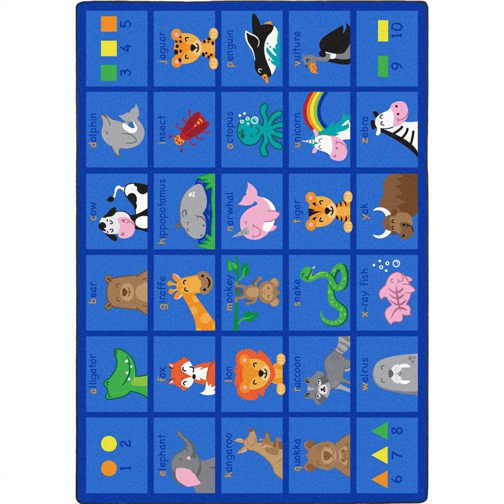 Friendly Phonics Animals 5'4" x 7'8" area rug in color Multi