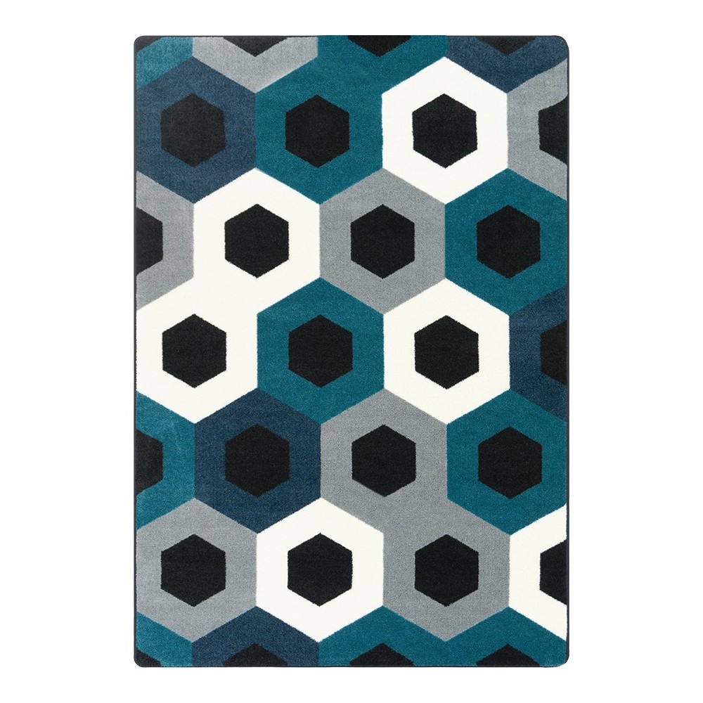 Hexed 3'10" x 5'4" area rug in color Sapphire