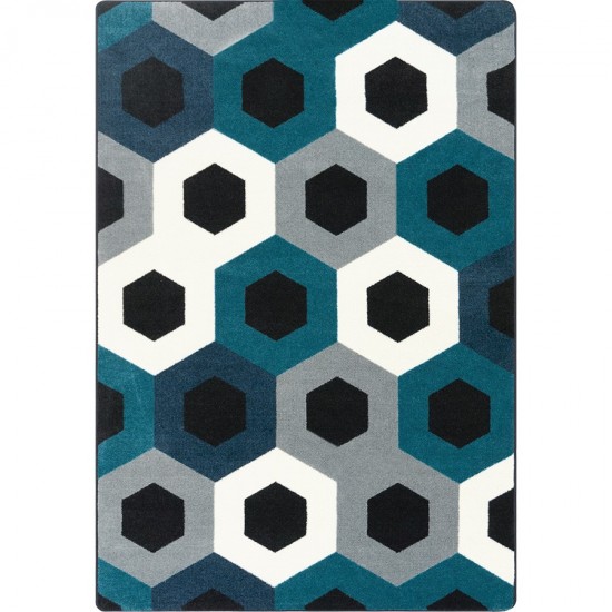 Hexed 7'8" x 10'9" area rug in color Sapphire