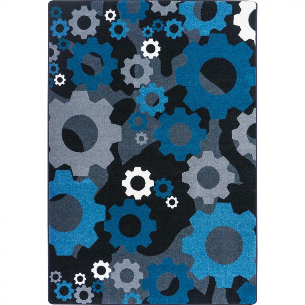 Shifting Gears 5'4" x 7'8" area rug in color Sapphire