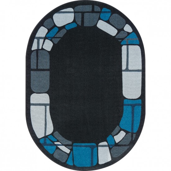 BioStones 5'4" x 7'8" Oval area rug in color Marine