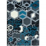 Structured 5'4" x 7'8" area rug in color Sapphire