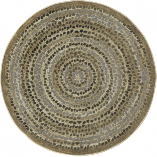 Peaceful Pebbles 7'7" Round area rug in color Stone