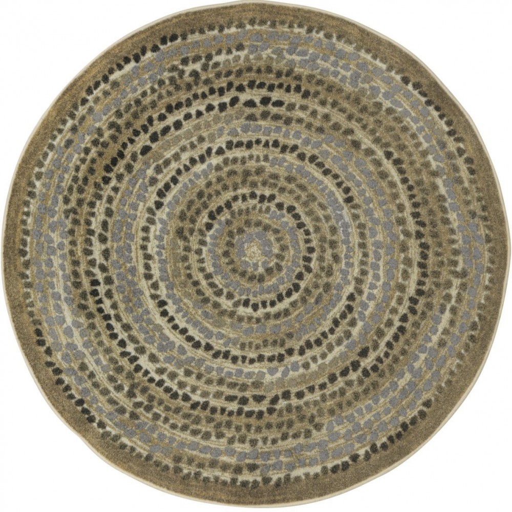 Peaceful Pebbles 7'7" Round area rug in color Stone