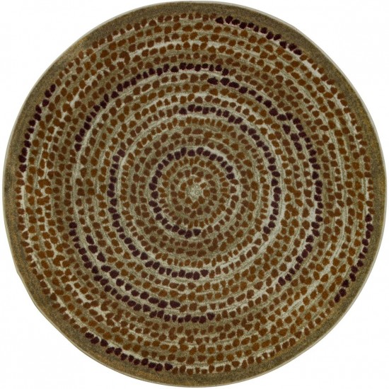 Peaceful Pebbles 7'7" Round area rug in color Terracotta