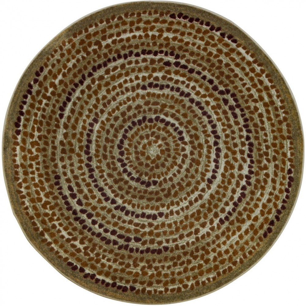 Peaceful Pebbles 7'7" Round area rug in color Terracotta