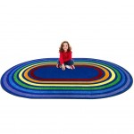 Rainbow Rings 5'4" x 7'8" Oval area rug in color Multi