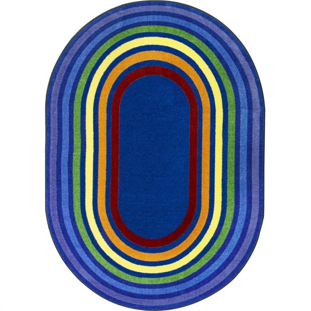 Rainbow Rings 7'8" x 10'9" Oval area rug in color Multi