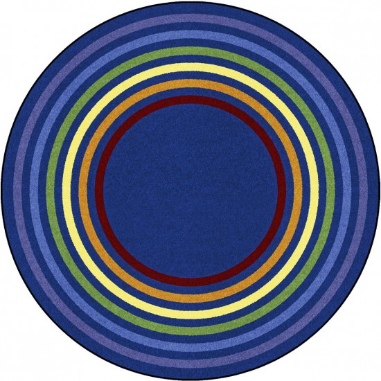 Rainbow Rings 7'7" Round area rug in color Multi