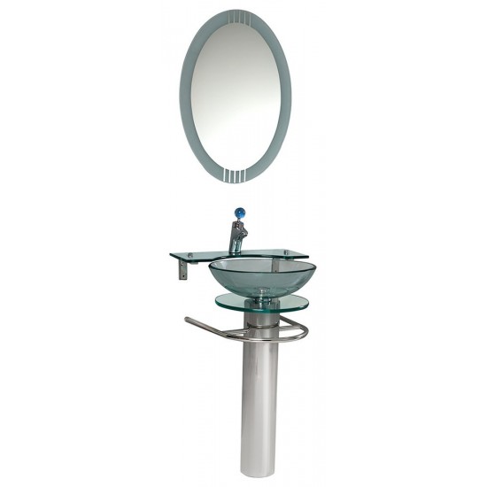 Fresca Ovale 24" Modern Glass Bathroom Vanity w/ Frosted Edge Mirror