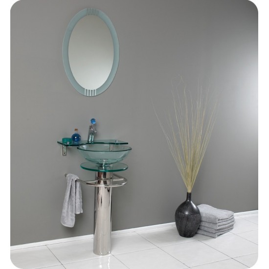 Fresca Ovale 24" Modern Glass Bathroom Vanity w/ Frosted Edge Mirror