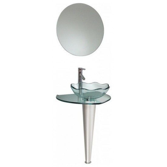 Fresca Netto 24" Modern Glass Bathroom Vanity w/ Wavy Edge Vessel Sink