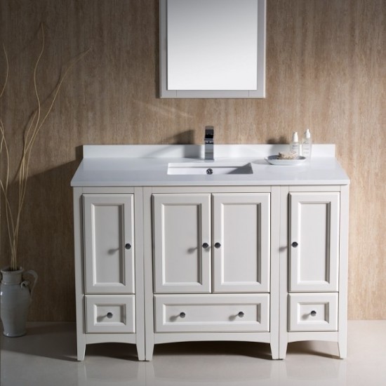 Fresca Oxford 48" Antique White Traditional Bathroom Vanity