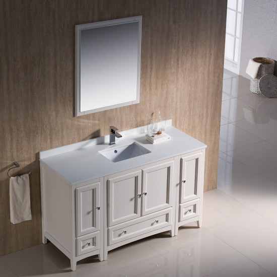 Fresca Oxford 54" Antique White Traditional Bathroom Vanity