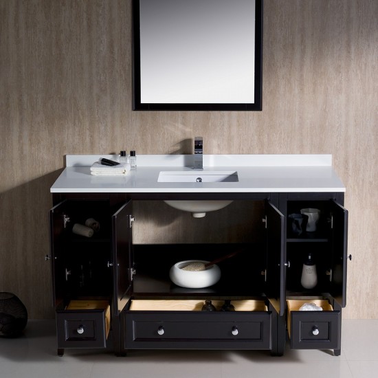 Fresca Oxford 54" Espresso Traditional Bathroom Vanity