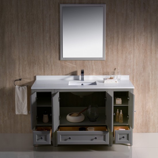 Fresca Oxford 54" Gray Traditional Bathroom Vanity