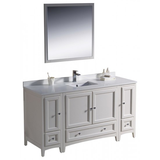 Fresca Oxford 60" Antique White Traditional Bathroom Vanity