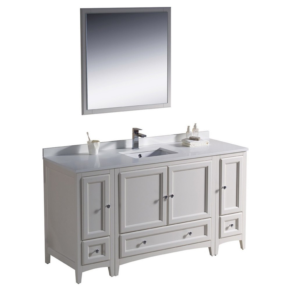 Fresca Oxford 60" Antique White Traditional Bathroom Vanity