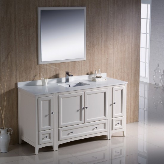 Fresca Oxford 60" Antique White Traditional Bathroom Vanity