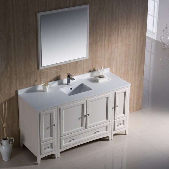 Fresca Oxford 60" Antique White Traditional Bathroom Vanity