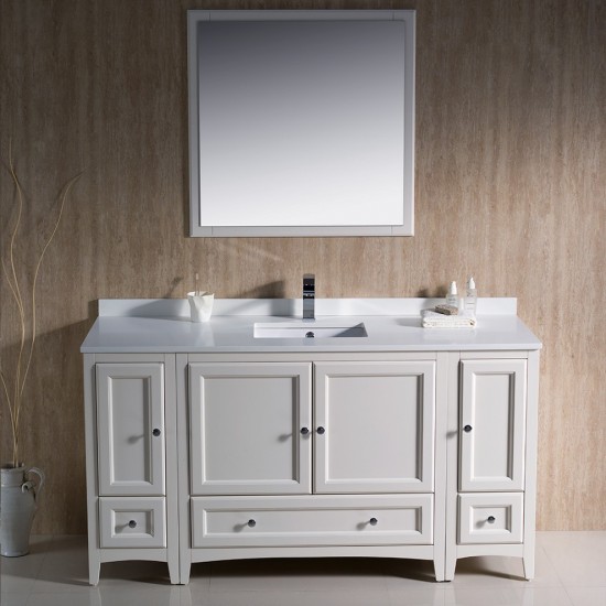 Fresca Oxford 60" Antique White Traditional Bathroom Vanity