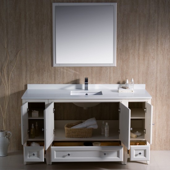 Fresca Oxford 60" Antique White Traditional Bathroom Vanity