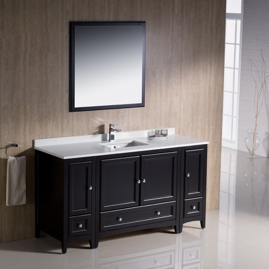 Fresca Oxford 60" Espresso Traditional Bathroom Vanity