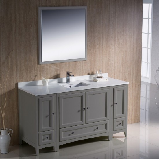 Fresca Oxford 60" Gray Traditional Bathroom Vanity