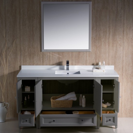 Fresca Oxford 60" Gray Traditional Bathroom Vanity