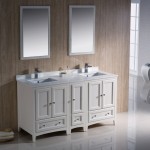 Oxford 60" Antique White Traditional Double Sink Bathroom Vanity, FVN20-241224AW