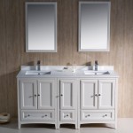 Oxford 60" Antique White Traditional Double Sink Bathroom Vanity, FVN20-241224AW