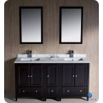 Oxford 60" Espresso Traditional Double Sink Bathroom Vanity, FVN20-241224ES