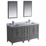 Fresca Oxford 60" Gray Traditional Double Sink Bathroom Vanity, FVN20-241224GR