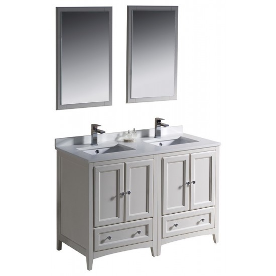 Fresca Oxford 48" Antique White Traditional Double Sink Bathroom Vanity