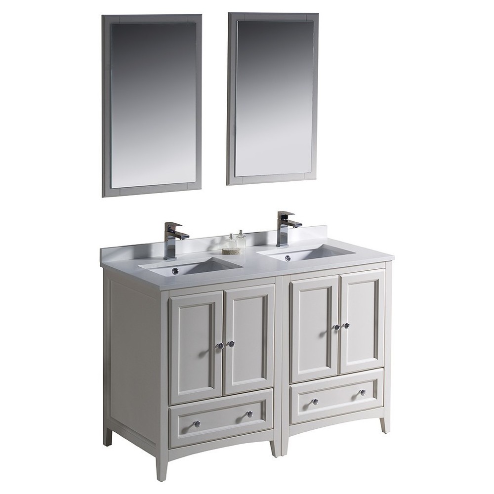 Fresca Oxford 48" Antique White Traditional Double Sink Bathroom Vanity