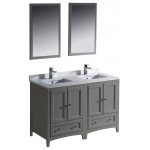 Fresca Oxford 48" Gray Traditional Double Sink Bathroom Vanity