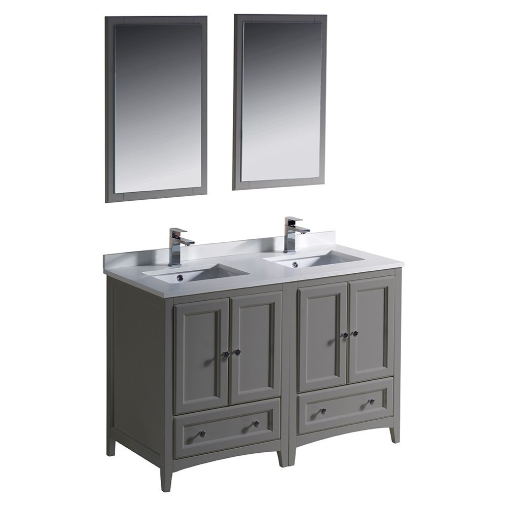 Fresca Oxford 48" Gray Traditional Double Sink Bathroom Vanity