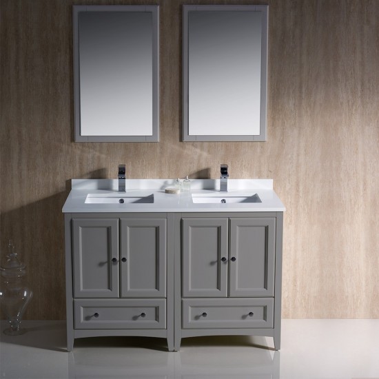 Fresca Oxford 48" Gray Traditional Double Sink Bathroom Vanity