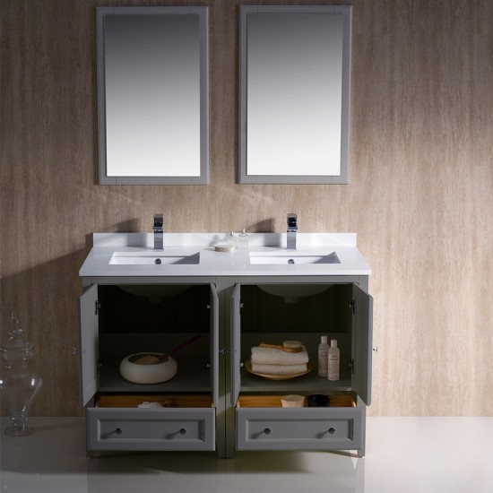 Fresca Oxford 48" Gray Traditional Double Sink Bathroom Vanity