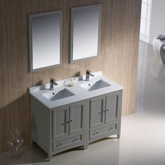 Fresca Oxford 48" Gray Traditional Double Sink Bathroom Vanity