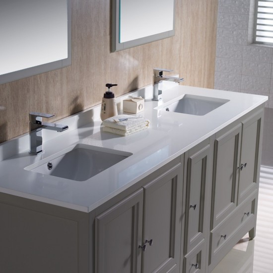 Fresca Oxford 72" Gray Traditional Double Sink Bathroom Vanity, FVN20-301230GR