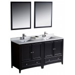 Fresca Oxford 60" Espresso Traditional Double Sink Bathroom Vanity, FVN20-3030ES