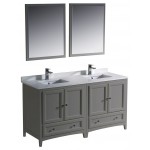 Fresca Oxford 60" Gray Traditional Double Sink Bathroom Vanity, FVN20-3030GR