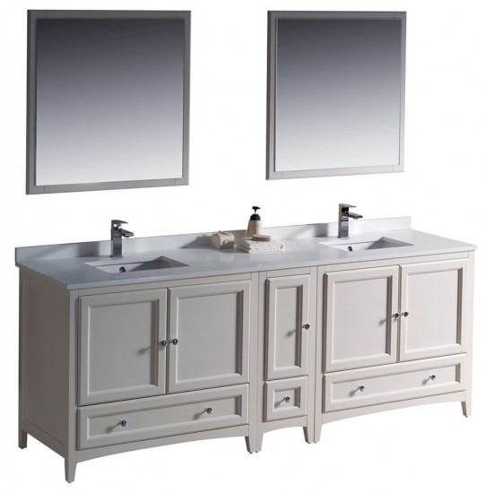 Fresca Oxford 84" Antique White Traditional Double Sink Bathroom Vanity