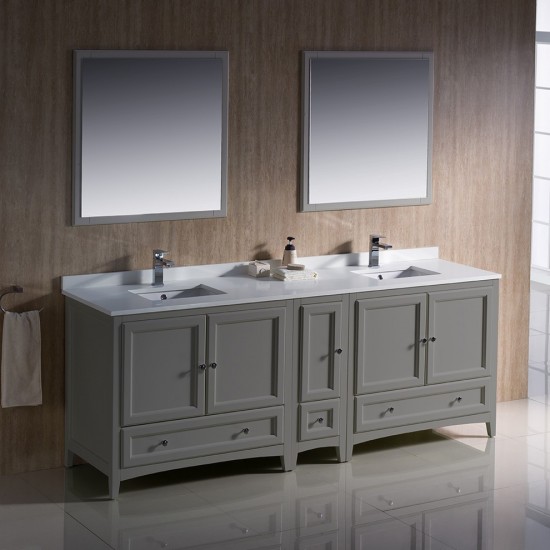 Fresca Oxford 84" Gray Traditional Double Sink Bathroom Vanity