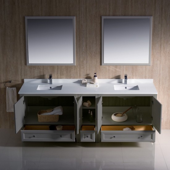 Fresca Oxford 84" Gray Traditional Double Sink Bathroom Vanity