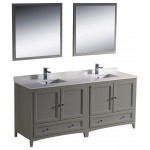 Fresca Oxford 72" Gray Traditional Double Sink Bathroom Vanity, FVN20-3636GR