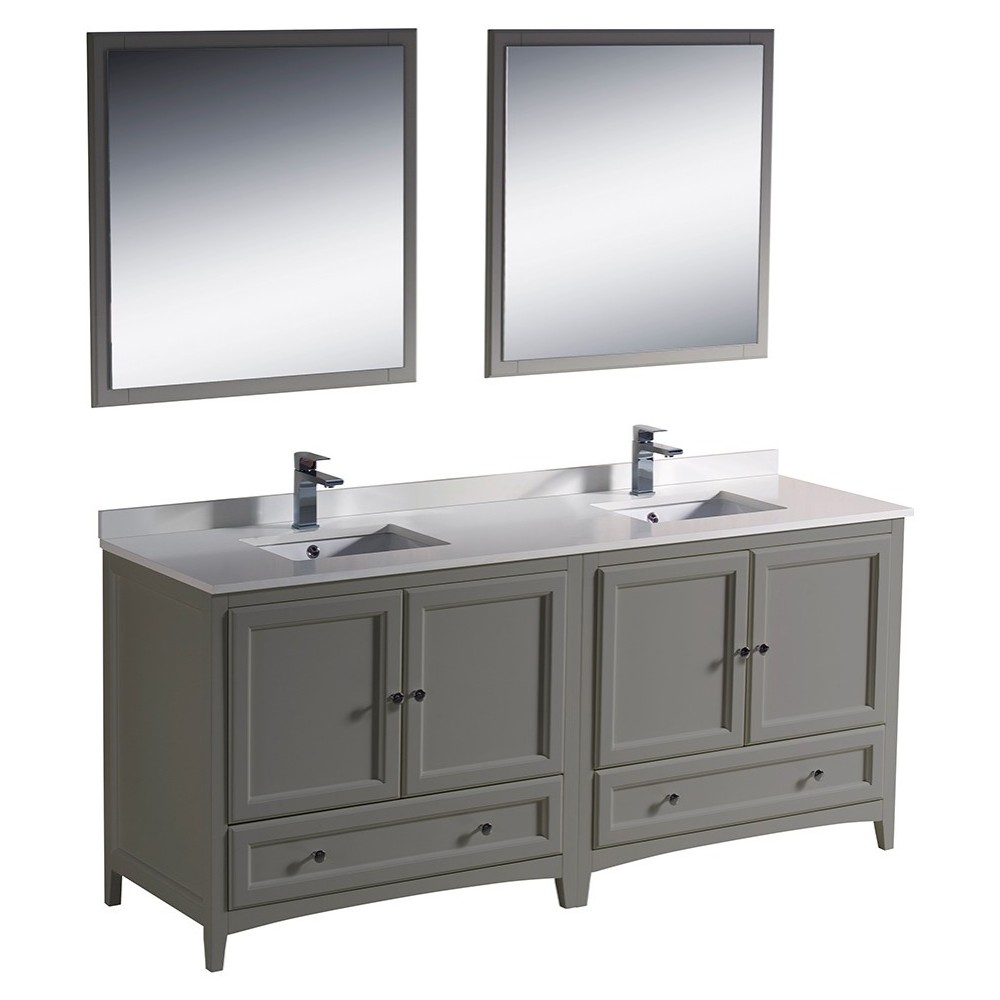 Fresca Oxford 72" Gray Traditional Double Sink Bathroom Vanity, FVN20-3636GR