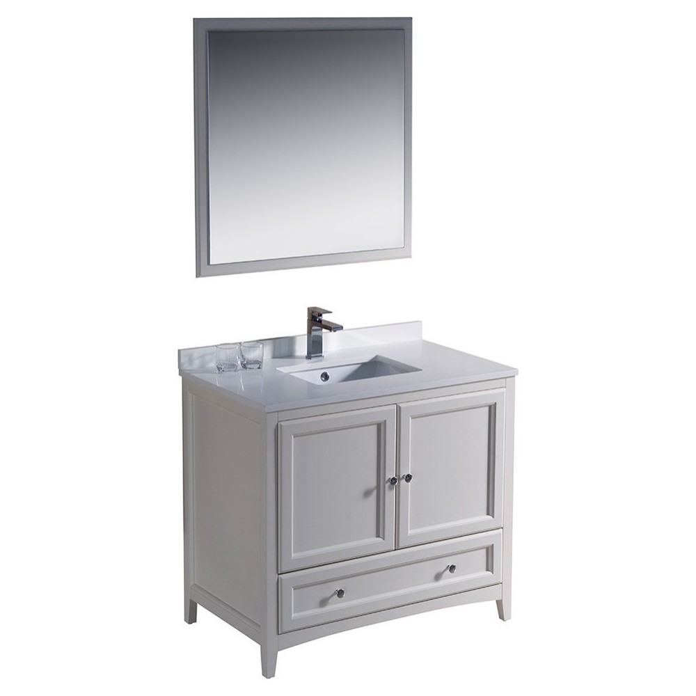 Fresca Oxford 36" Antique White Traditional Bathroom Vanity