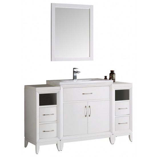 Fresca Cambridge 54" White Traditional Bathroom Vanity w/ Mirror